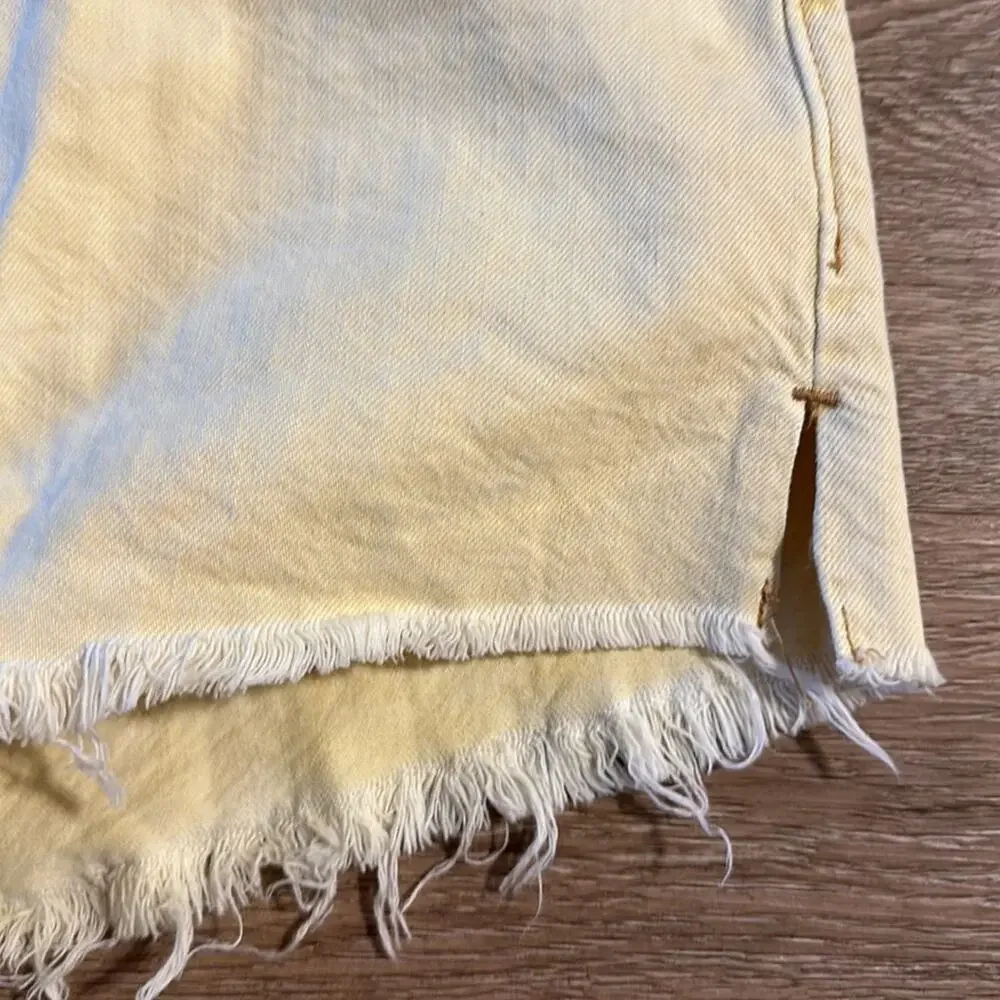 Abercrombie‎ Annie High Rise Denim Shorts Yellow Size 0 Raw Hem Cotton
